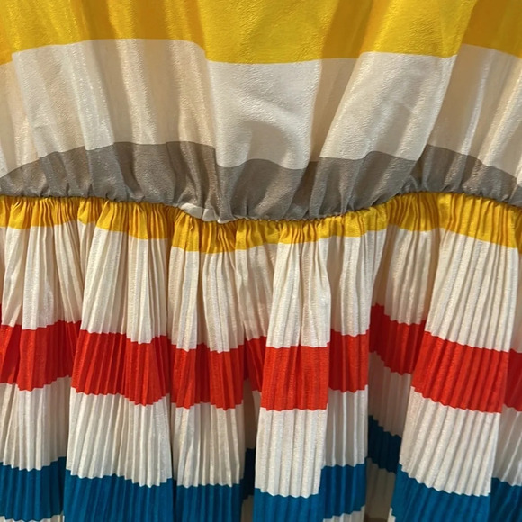 36 Point 5 Stripe Midi Multi color Sleeveless Dress flowy pleated Small (flaws) - Picture 3 of 16